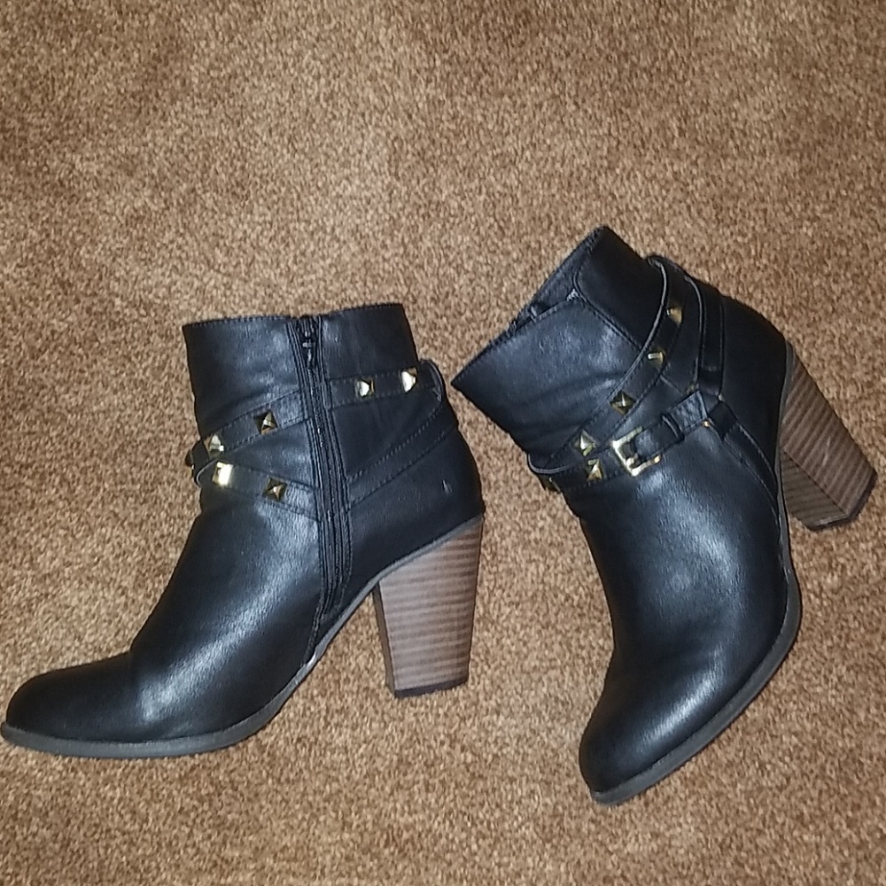 Black Studded Boots, Size 10 by Cato